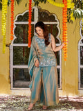 Azure Grace Embroidered Kurta Set with Dupatta