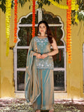Azure Grace Embroidered Kurta Set with Dupatta