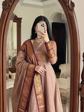 Golden Weave Anarkali Suit with Dupatta