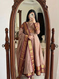 Golden Weave Anarkali Suit with Dupatta
