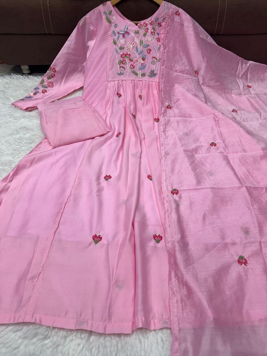 Pink Petal Attractive Embroidered suit set with dupatta