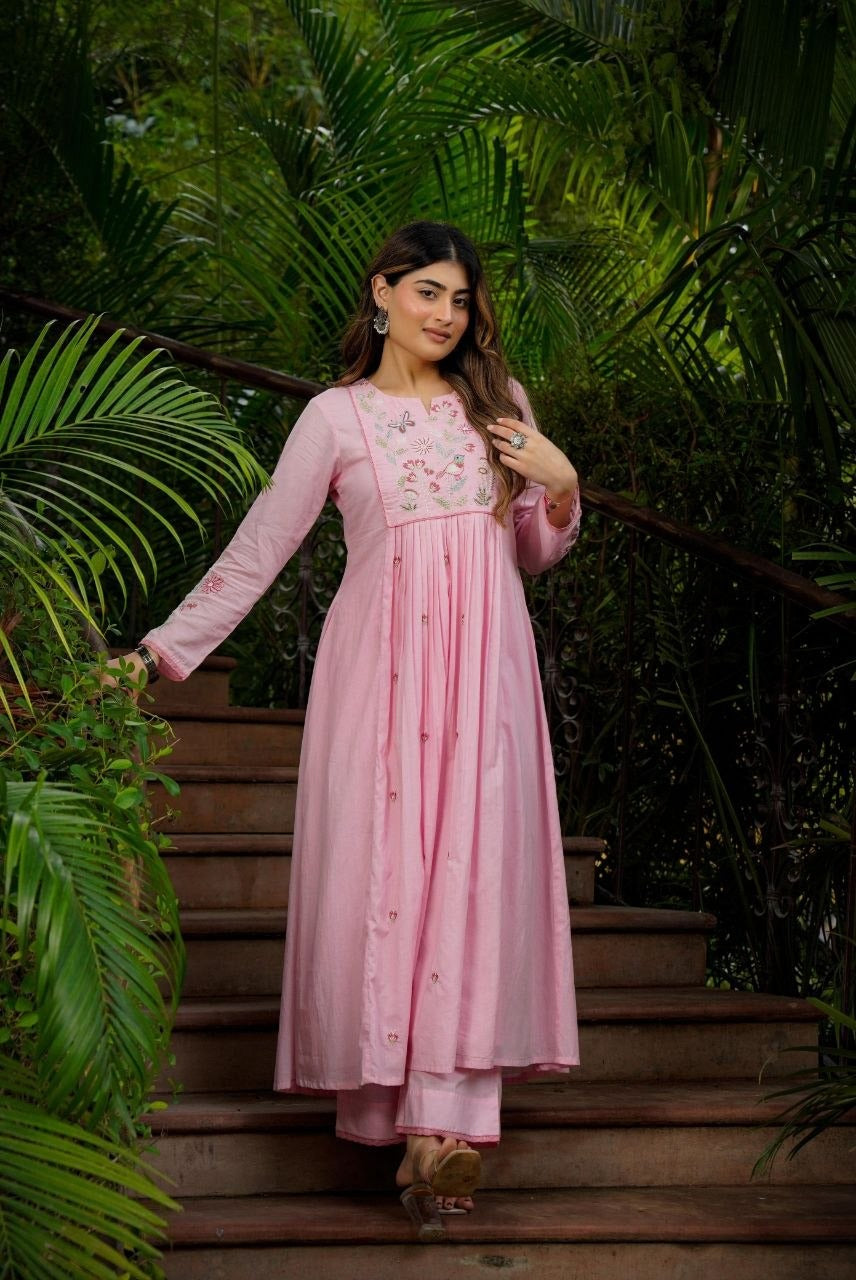 Pink Petal Attractive Embroidered suit set with dupatta