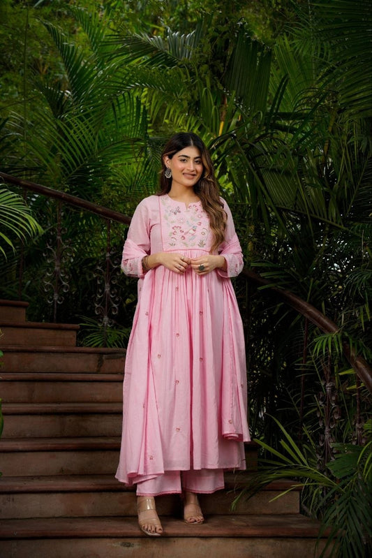 Pink Petal Attractive Embroidered suit set with dupatta