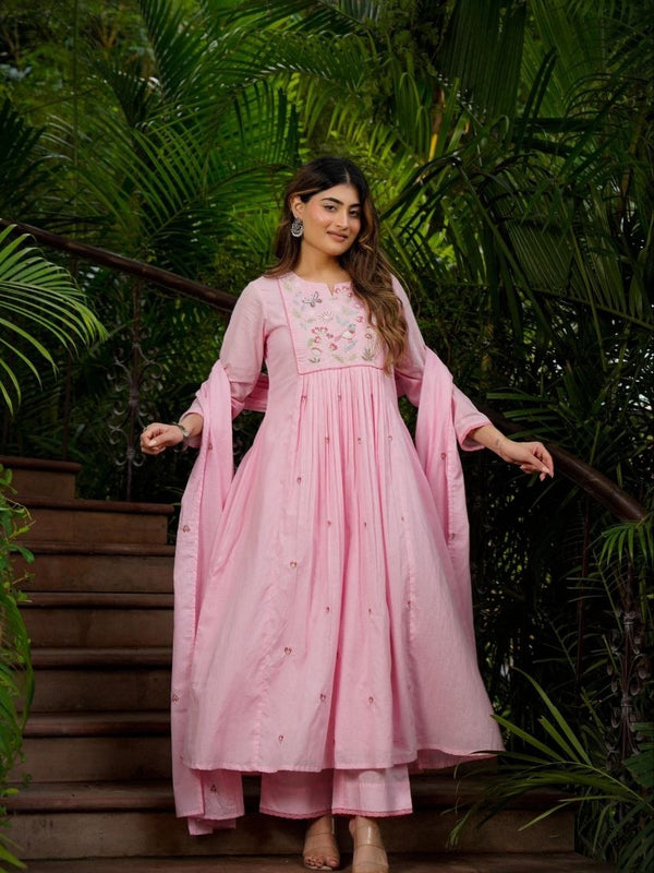 Pink Petal Attractive Embroidered suit set with dupatta