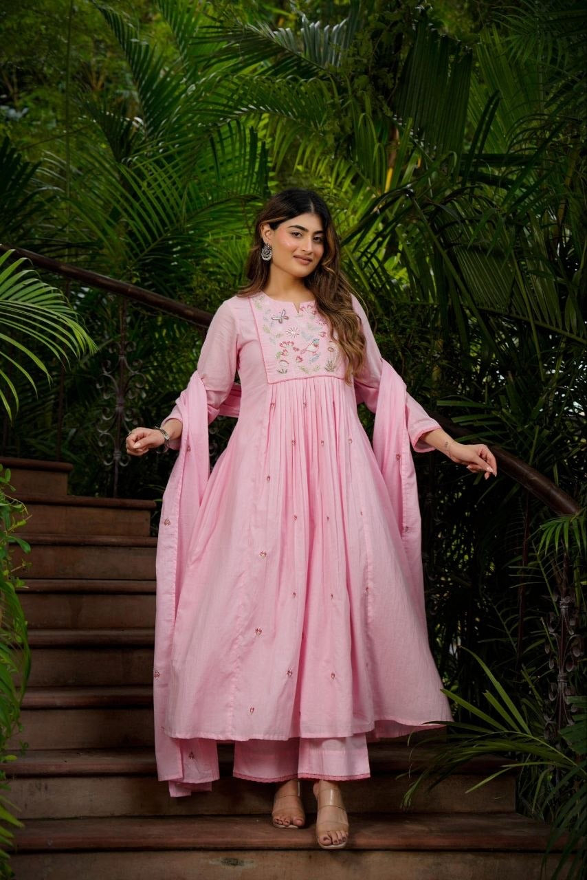 Pink Petal Attractive Embroidered suit set with dupatta