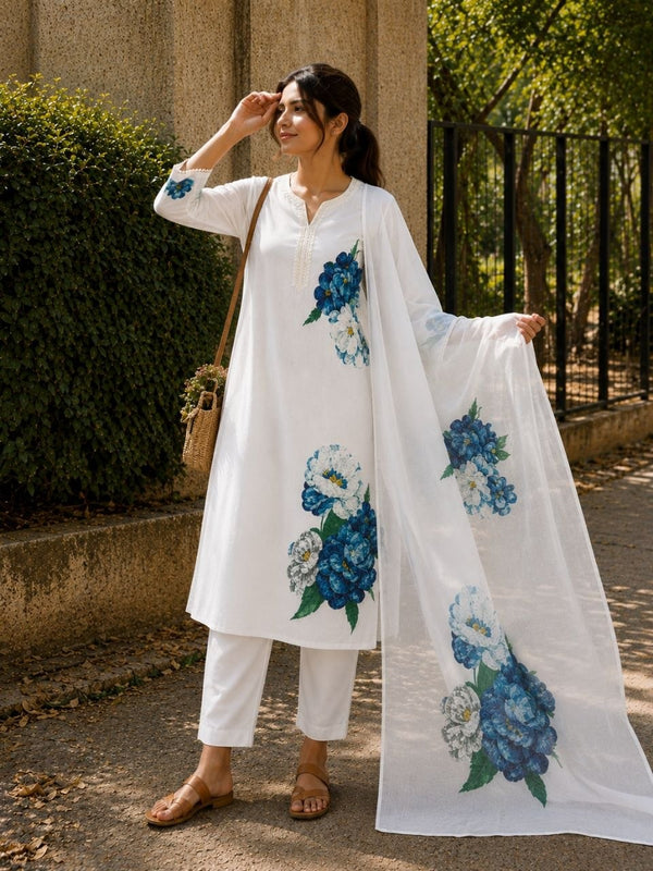 Signature printed 3 piece suit set with dupatta