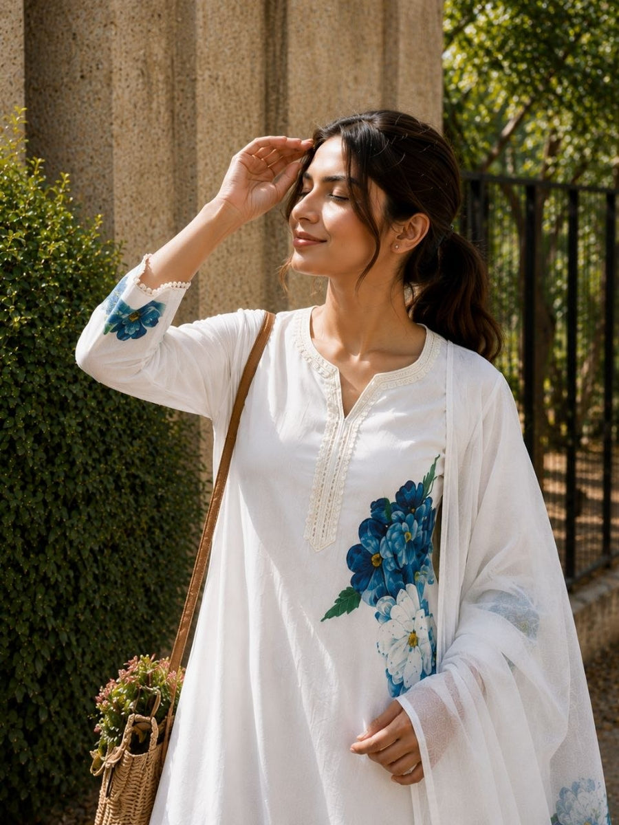Signature printed 3 piece suit set with dupatta