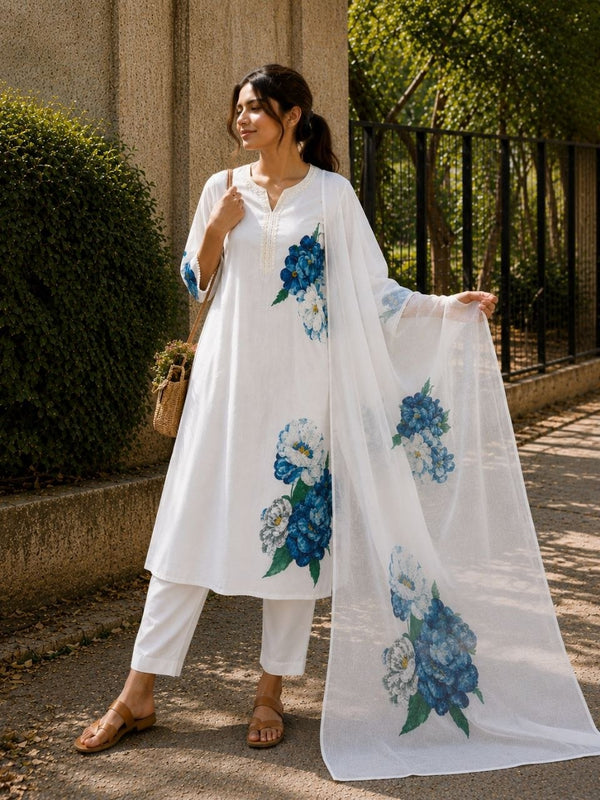 Signature printed 3 piece suit set with dupatta