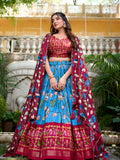 Kudbi's Style Akanksha-2 Kalamkari Tussar silk lengha Choli(semi-stitched).