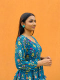 Kudbi Berry Blue Stylish 3-leyar Gown For Women.