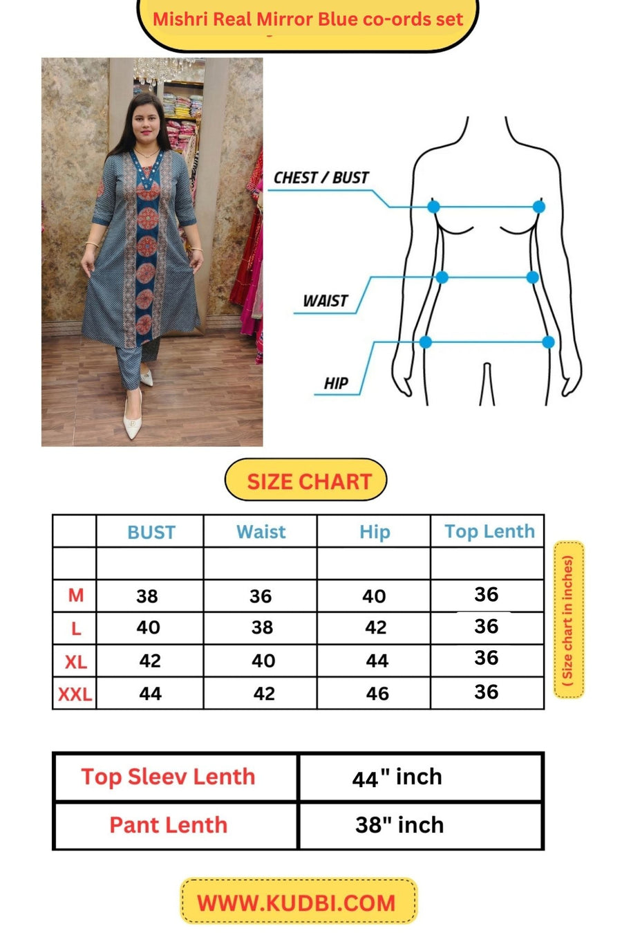 Mishri Stylish Blue Real Mirror Co-ords Set for Summer